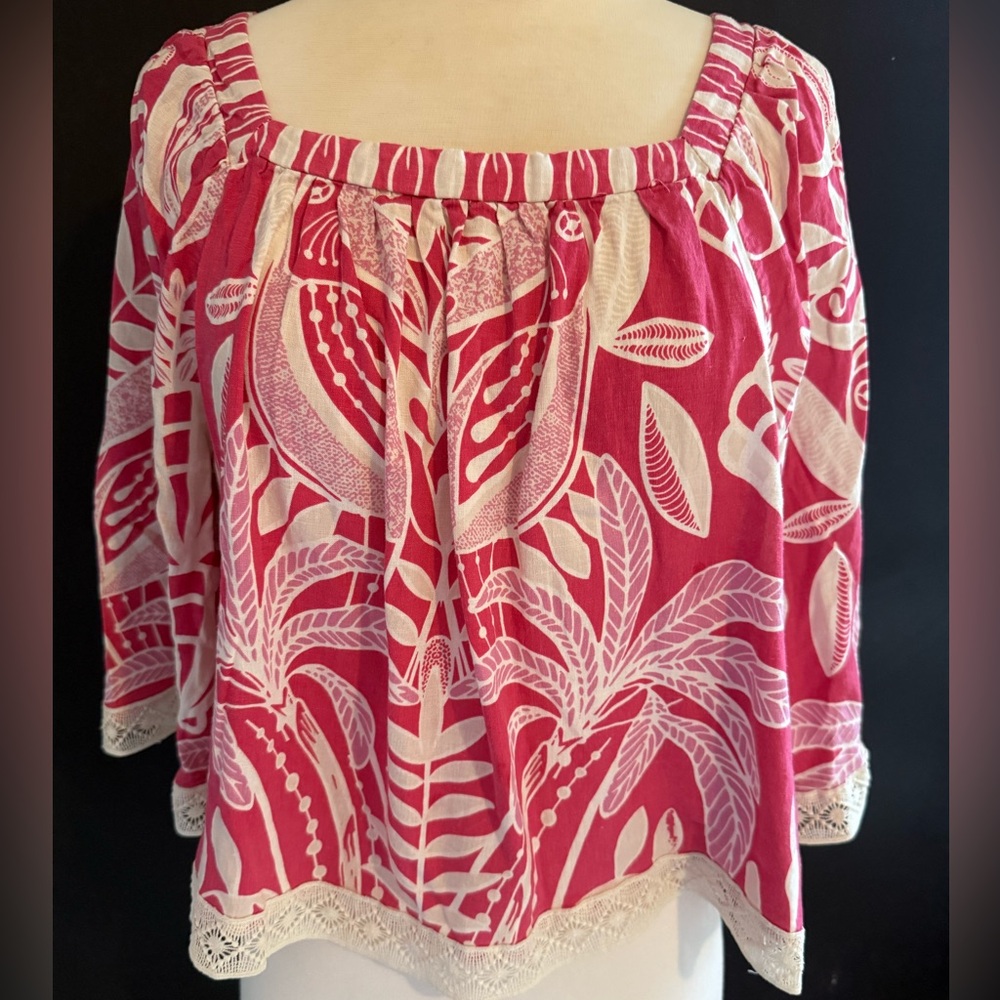 Rachel Zoe Pink and White Floral Flowy Blouse